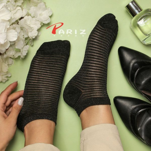 جوراب مچی شیشه ای راه راه کد 9620
